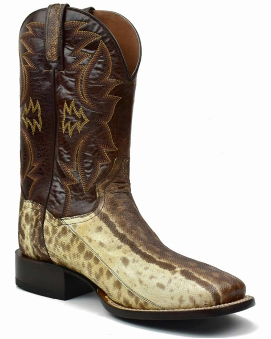 Boot * | Dan Post Men'S Karung Snake Brown Exotic Western Boots Broad Square Toe