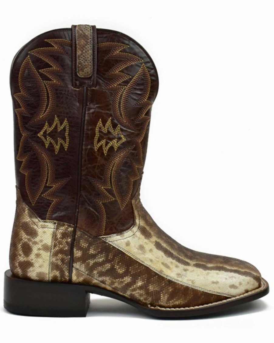 Boot * | Dan Post Men'S Karung Snake Brown Exotic Western Boots Broad Square Toe