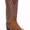 Boot * | Dan Post Men'S Full Quill Ostrich Tempe Western Boots Saddle Tan