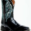 Boot * | Dan Post Men'S Sky Blue & Black Eel Exotic Western Boots Broad Square Toe