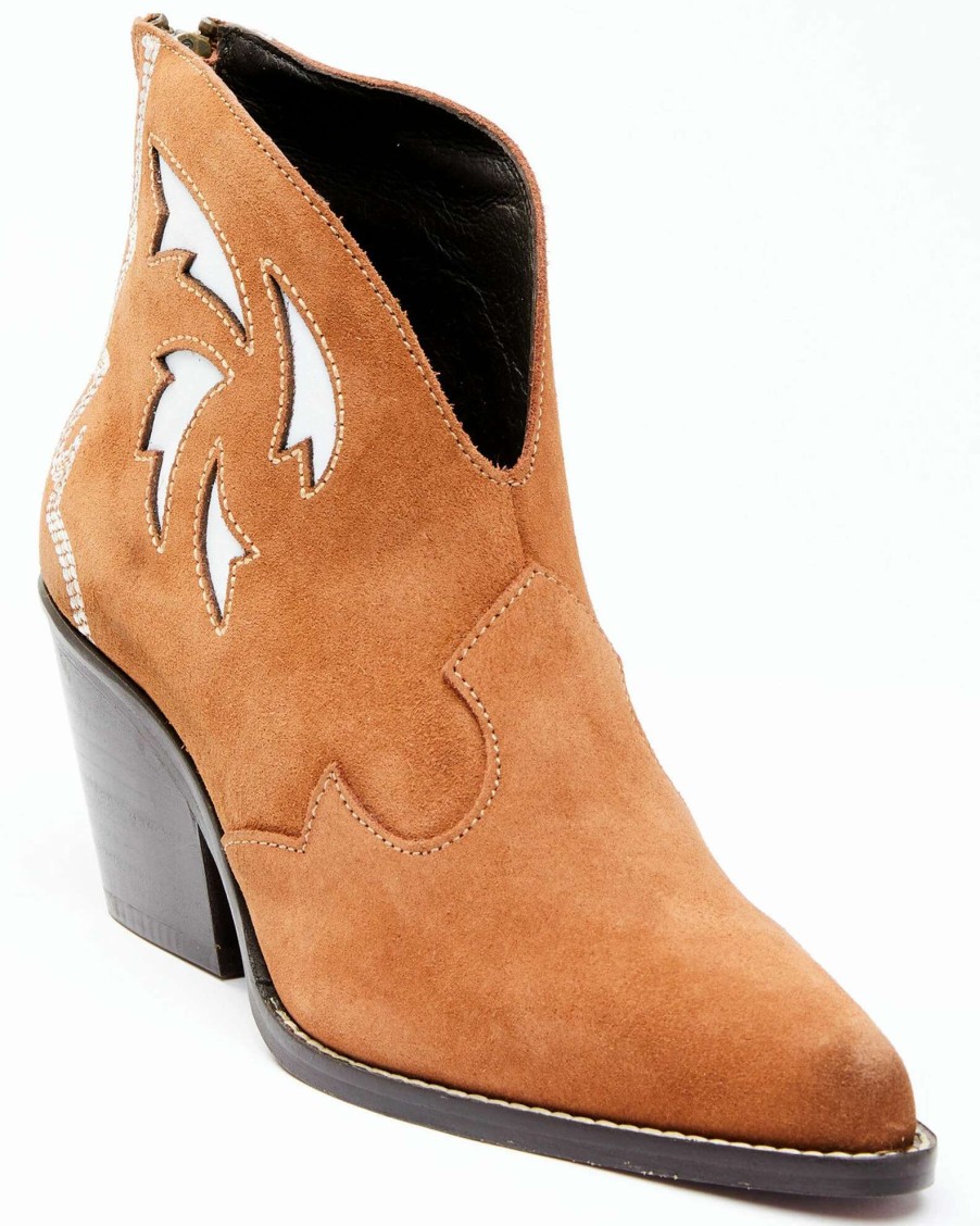 Boot * | Dan Post Women'S Embroidered Inlay Suede Fashion Booties Pointed Toe