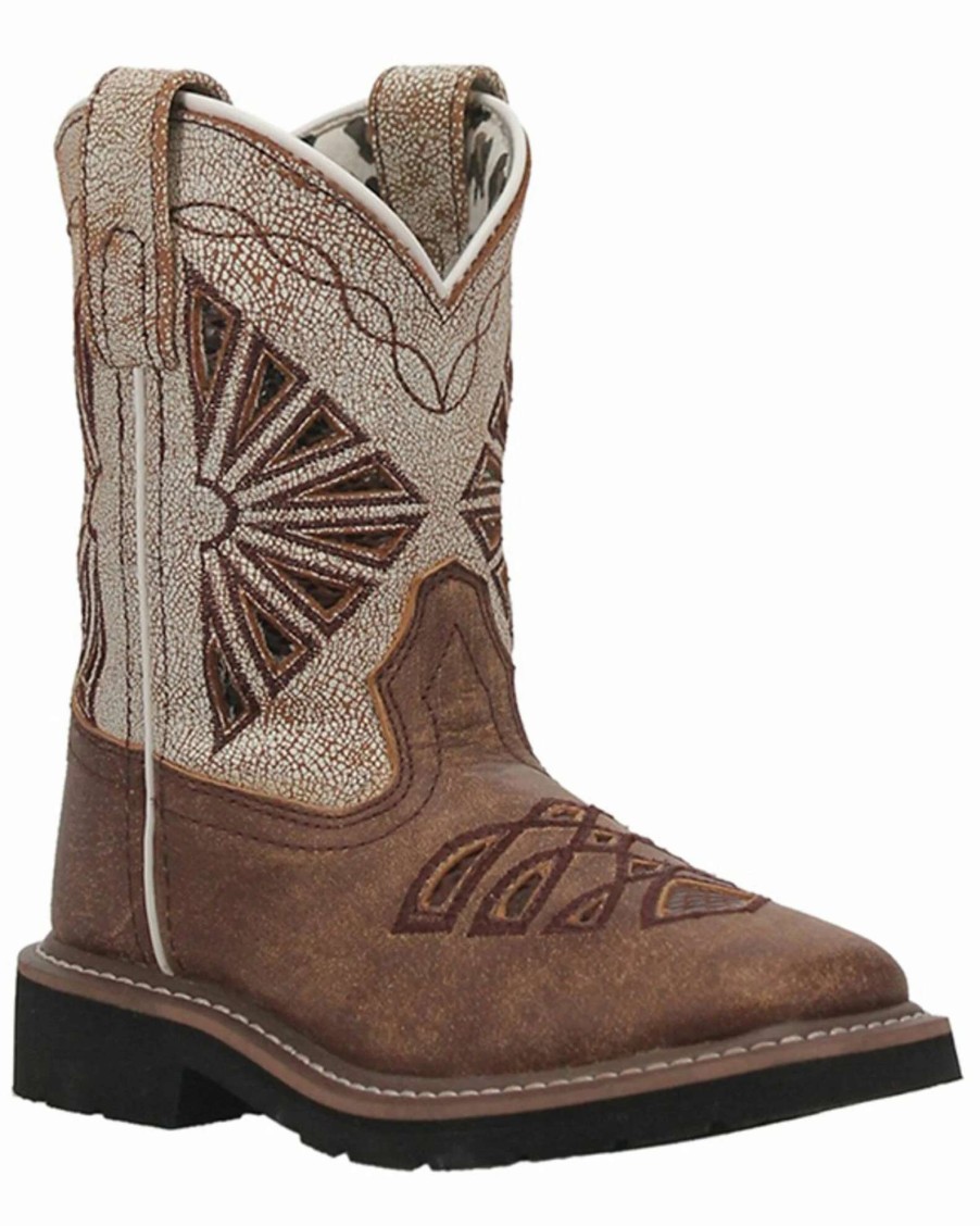 Boot * | Dan Post Girls' Lil Kite Days Western Boots Broad Square Toe For Toddler-Girls' Tan