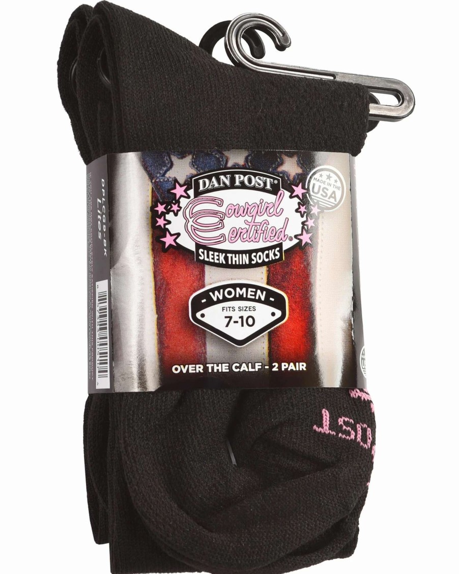 Sock * | Dan Post Women'S Cowgirl Certified Sleek Thin Socks Black