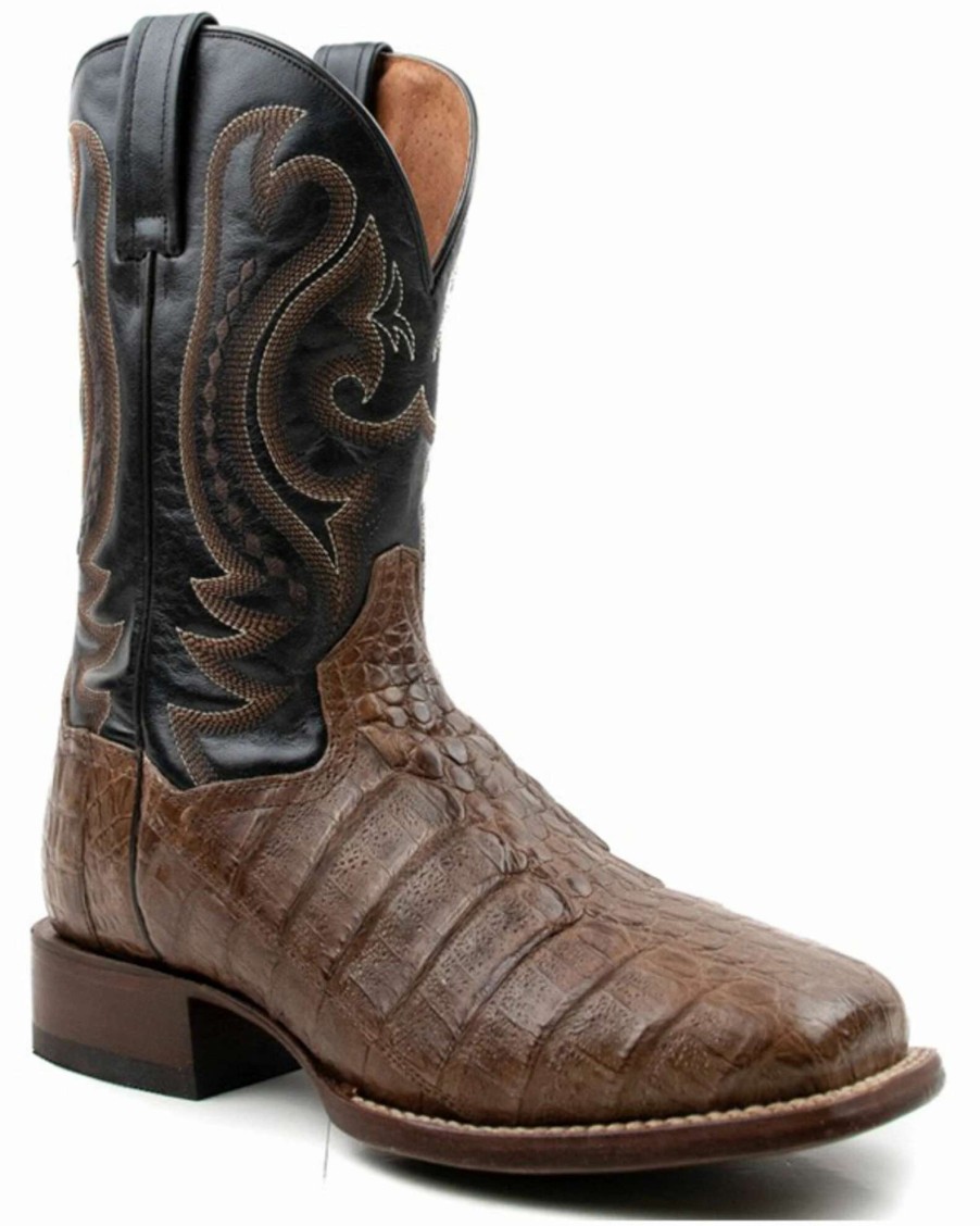 Boot * | Dan Post Men'S Exotic Caiman Leather Western Boots Broad Square Toe