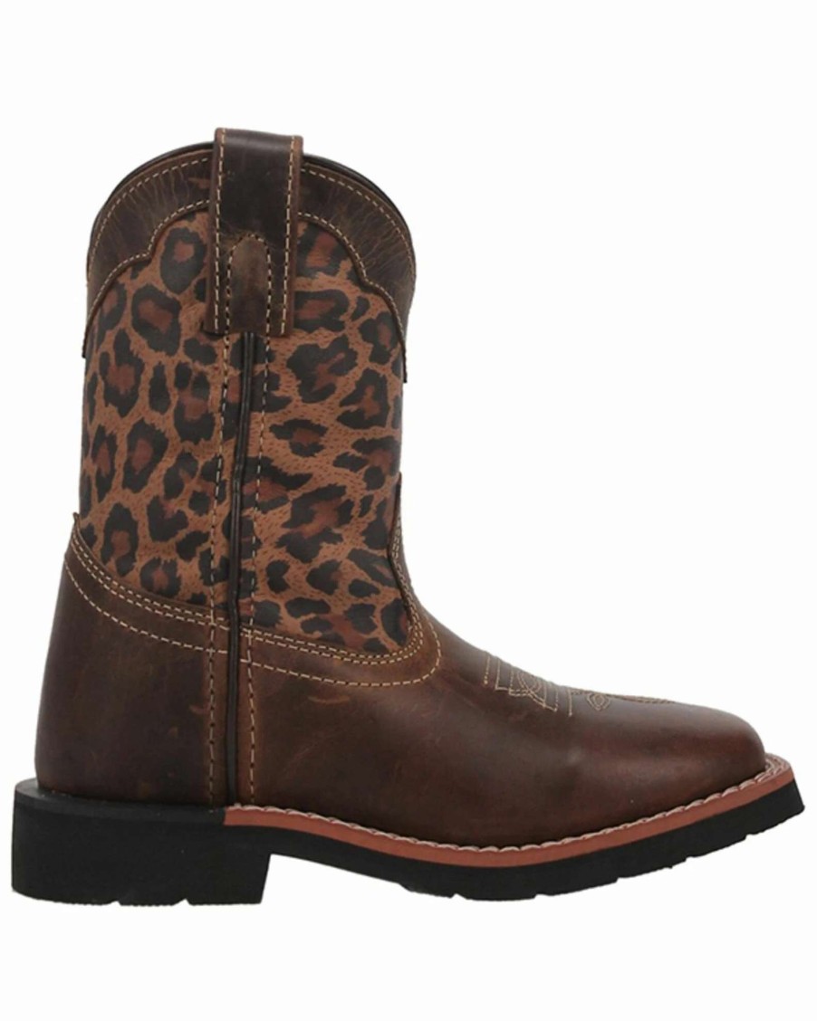 Boot * | Dan Post Youth Girls' Leopard Western Boots Broad Square Toe