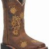 Boot * | Dan Post Girls' Gardenia Embroidered Floral Western Boots Broad Square Toe