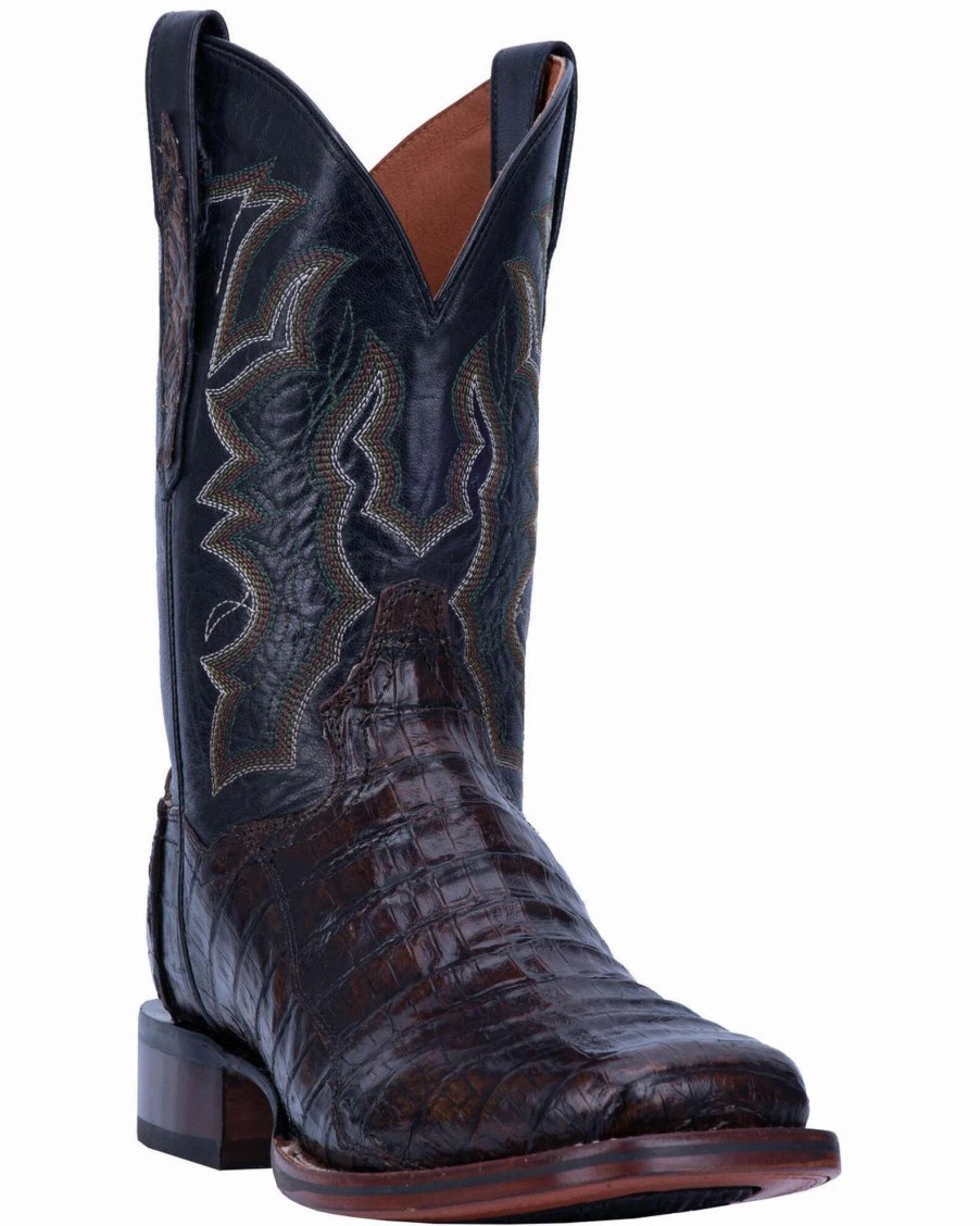 Boot * | Dan Post Men'S Kingsly Caiman Leather Western Boots Wide Square Toe