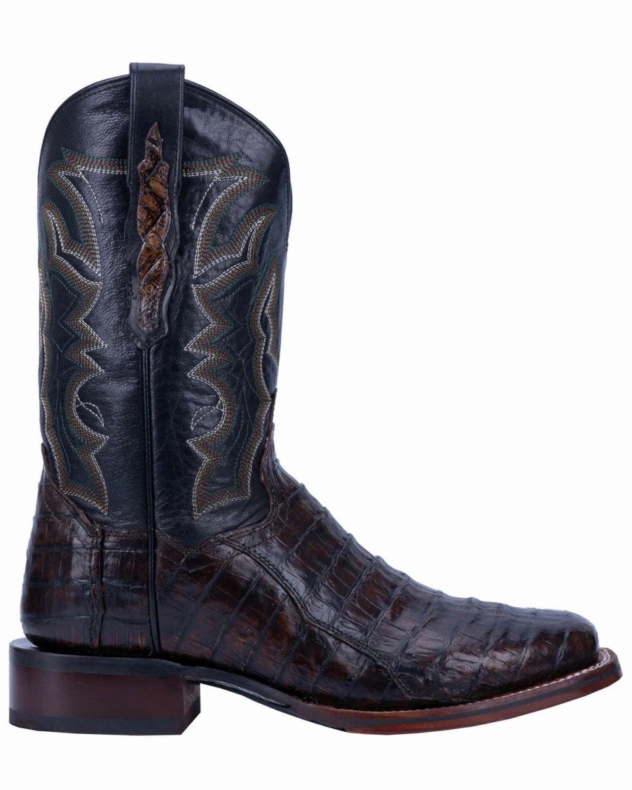 Boot * | Dan Post Men'S Kingsly Caiman Leather Western Boots Wide Square Toe