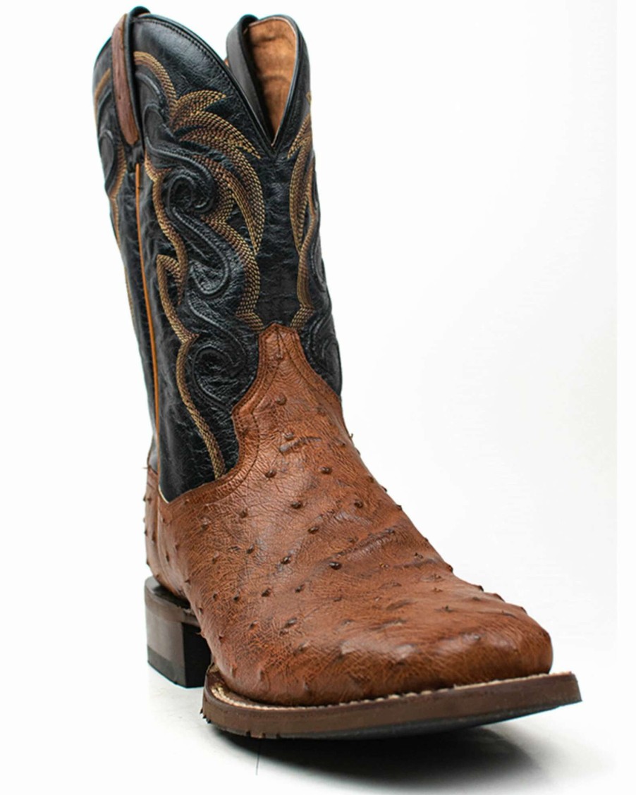 Boot * | Dan Post Men'S 11 Bay Apache Hand Quill Ostrich Exotic Western Boots Broad Square Toe