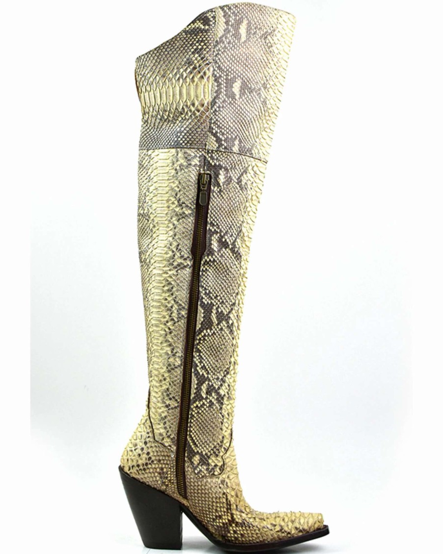 Boot * | Dan Post Women'S Natural Python Exotic Tall Western Boot Snip Toe