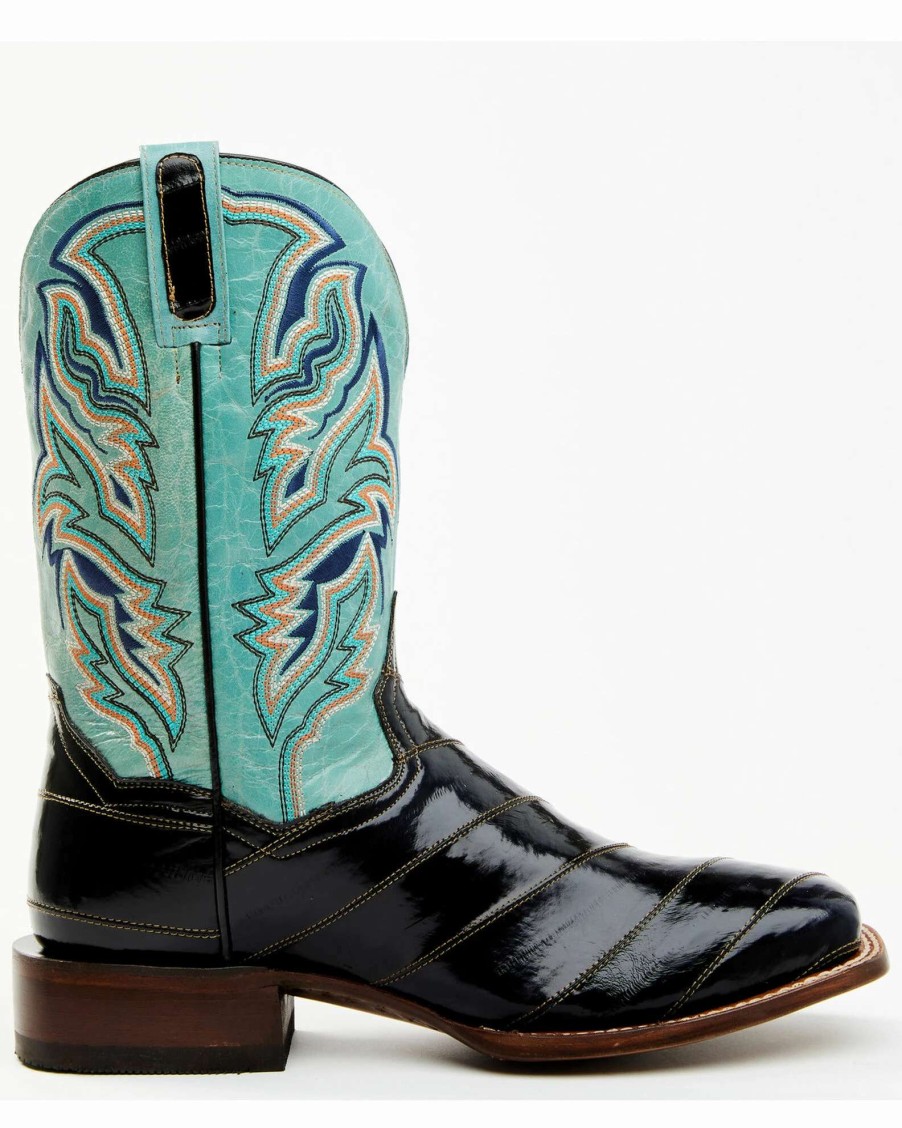 Boot * | Dan Post Men'S Eel Exotic Blue Western Boots Broad Square Toe