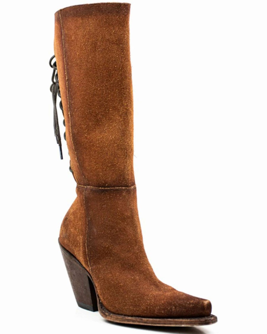 Boot * | Dan Post Women'S Corsette Back Lace Tall Western Leather Boots Snip Toe