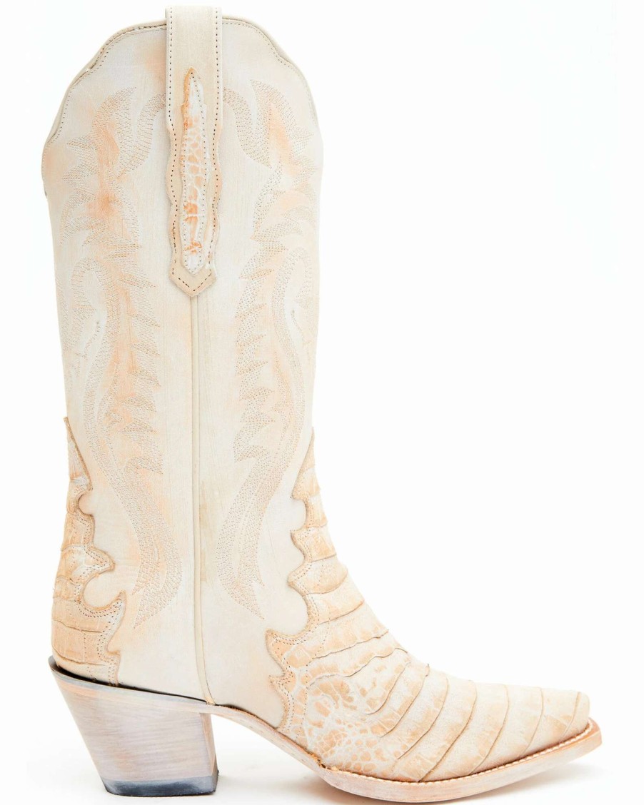 Boot * | Dan Post Women'S Peach Caiman Print Western Boots Snip Toe