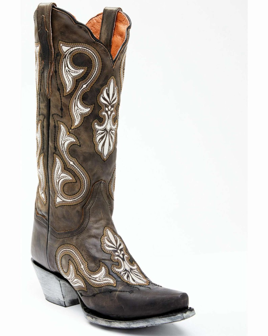 Boot * | Dan Post Women'S Grey Embroidery Western Boots Snip Toe