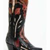 Boot * | Dan Post Women'S Alyssia Floral Leather Tall Western Boots Snip Toe Black