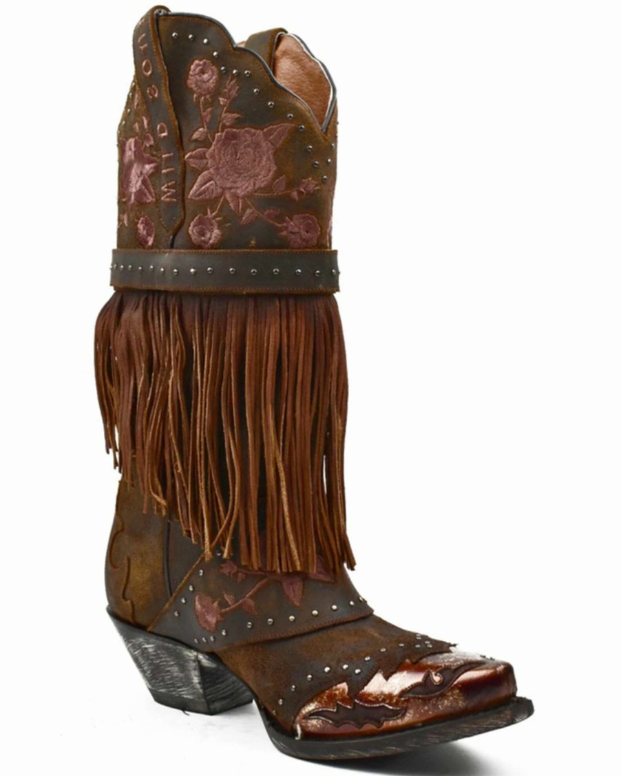 Boot * | Dan Post Women'S Bed Of Roses Fringe Embroidered Western Boot Snip Toe