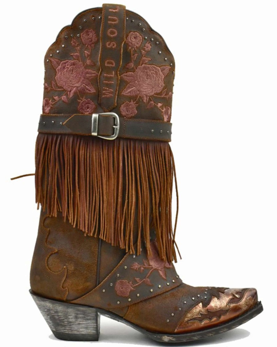 Boot * | Dan Post Women'S Bed Of Roses Fringe Embroidered Western Boot Snip Toe