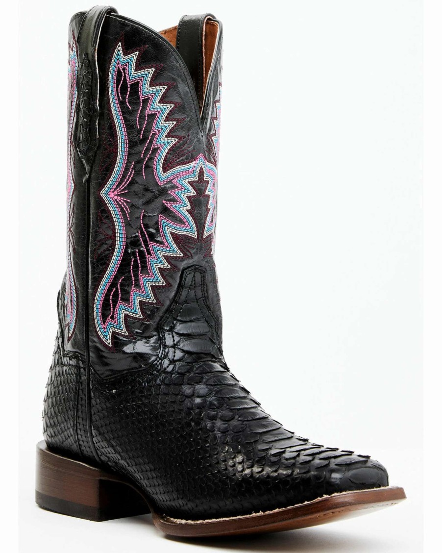 Boot * | Dan Post Women'S Back Cut Black Python Exotic Western Boot Broad Square Toe