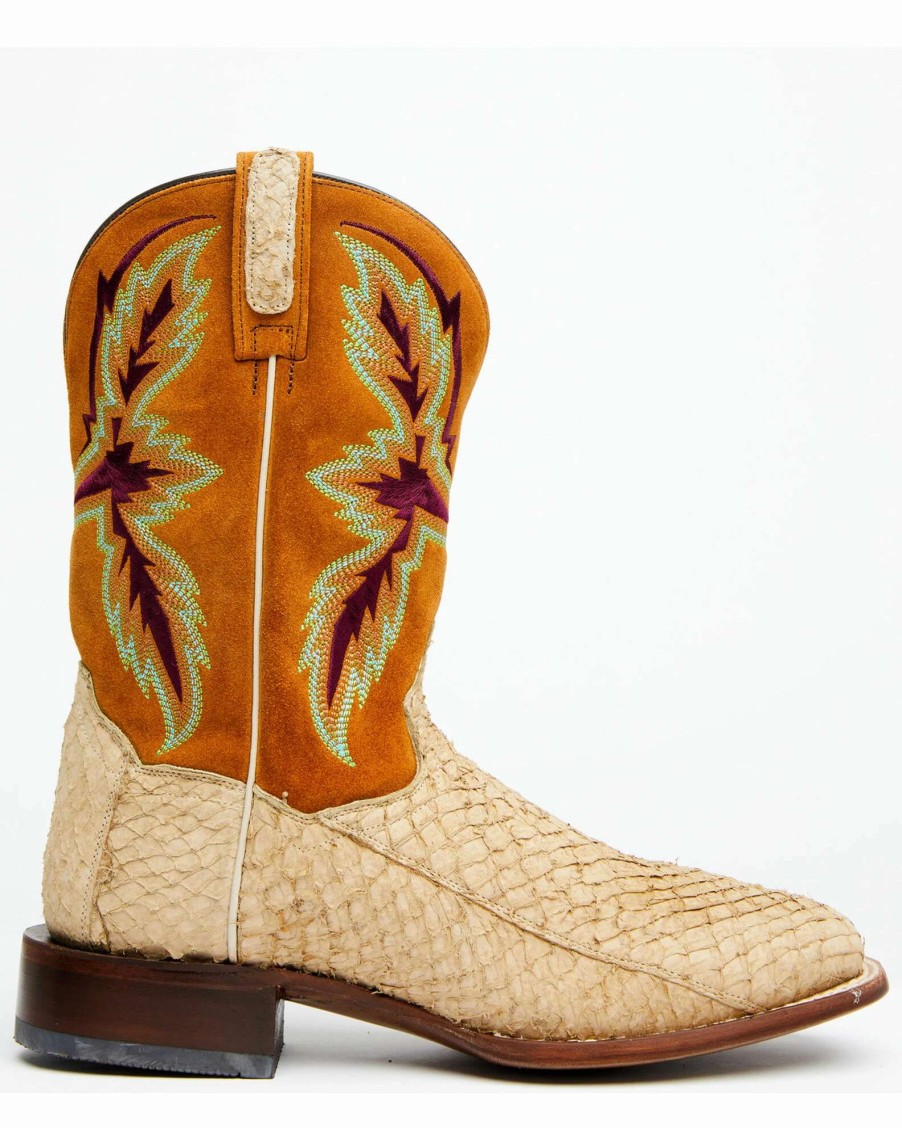 Boot * | Dan Post Men'S Exotic Sea Bass Skin Western Boots Broad Square Toe