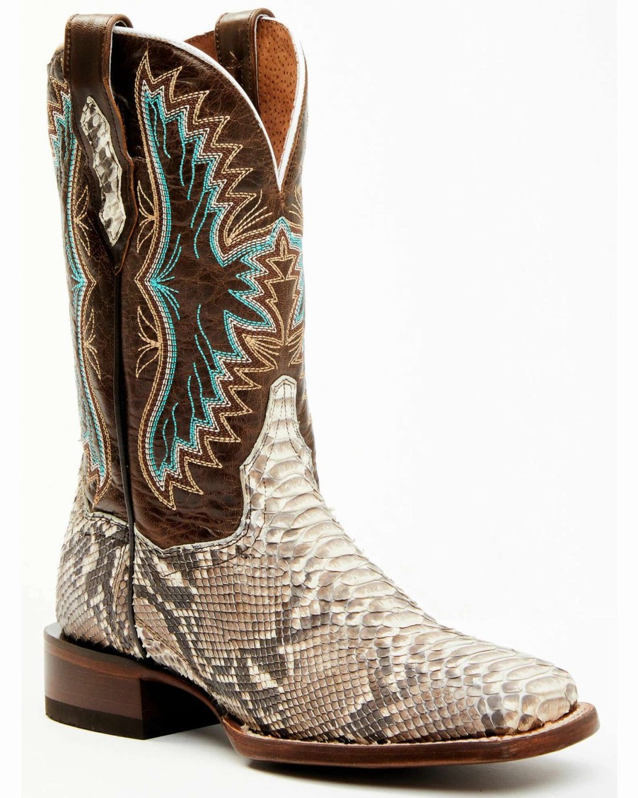 Boot * | Dan Post Women'S Back Cut Natural Python Exotic Western Boot Broad Square Toe