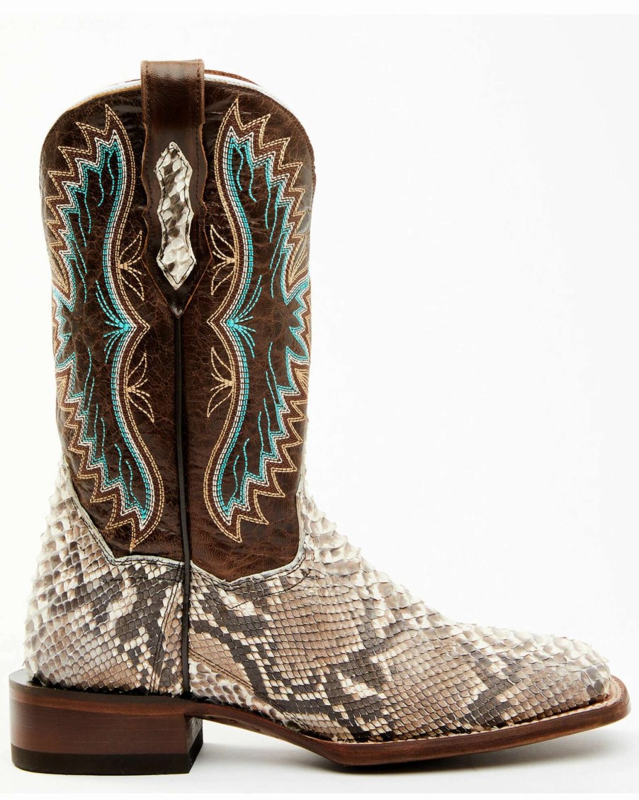 Boot * | Dan Post Women'S Back Cut Natural Python Exotic Western Boot Broad Square Toe